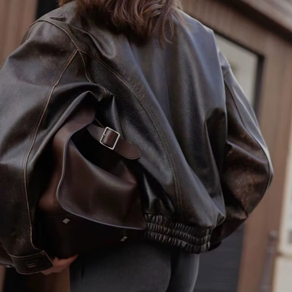 Veste rétro en cuir végan Adèle