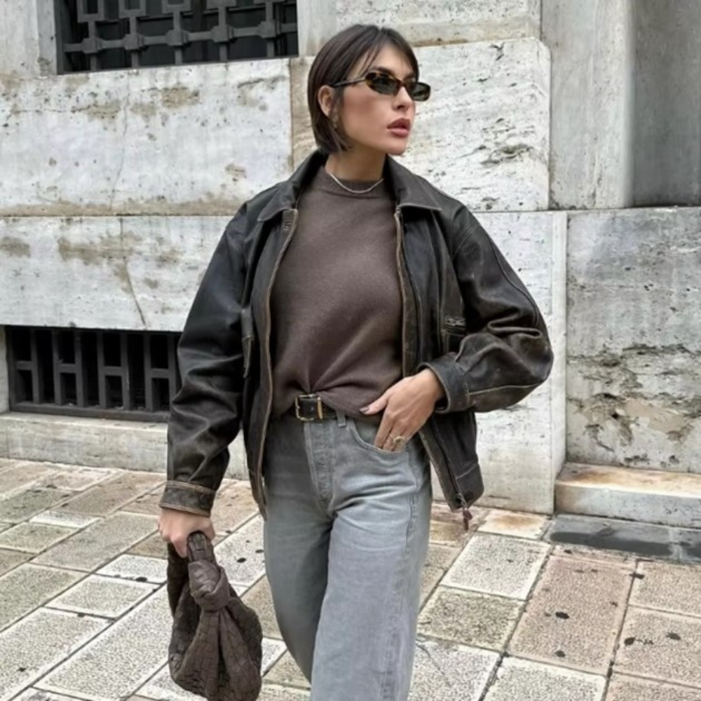 Veste rétro en cuir végan Adèle