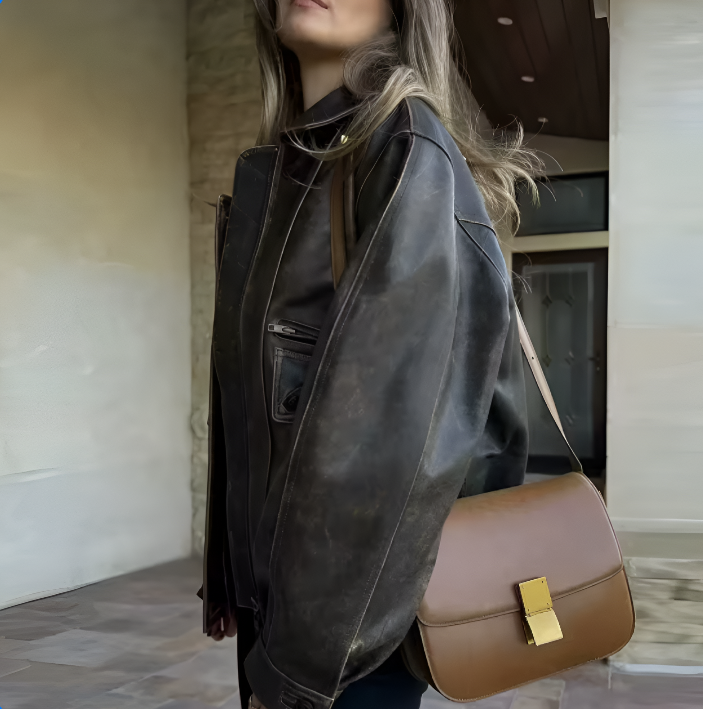 Veste rétro en cuir végan Adèle