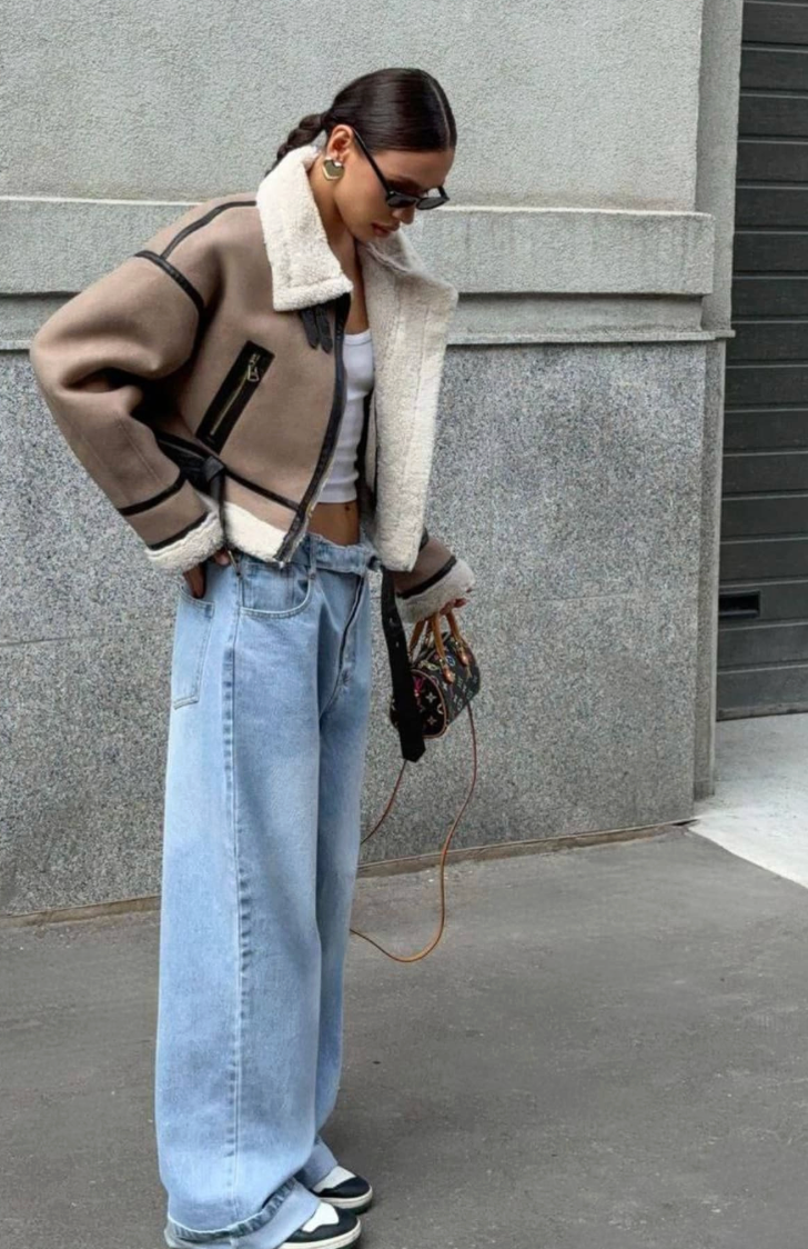 Veste tendance Zoé en fausse fourrure peau lainée
