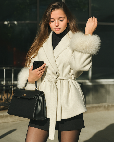 Manteau court Maé en fausse fourrure