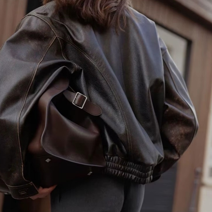 Veste rétro en cuir végan Adèle