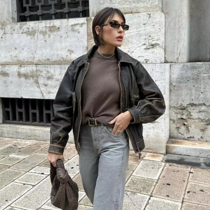 Veste rétro en cuir végan Adèle