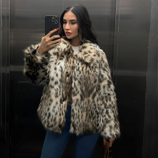 Manteau léopard en fausse fourrure Lucie