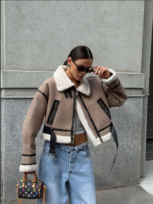 Veste tendance Zoé en fausse fourrure peau lainée